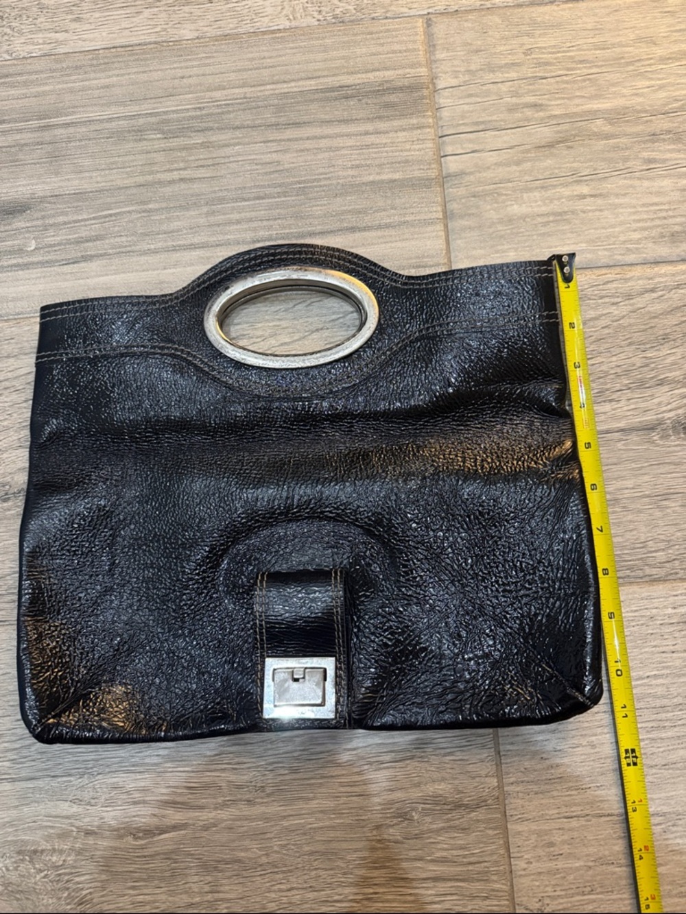 Vin Baker Black Leather Wristlet Clutch with Silver Accent - Picture 7 of 14